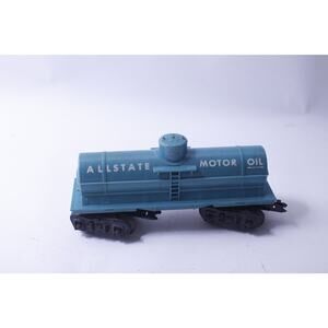 Marx Train, Blue, Allstate, Motor Oil, Single Dome, Tanker with Type F Trucks,